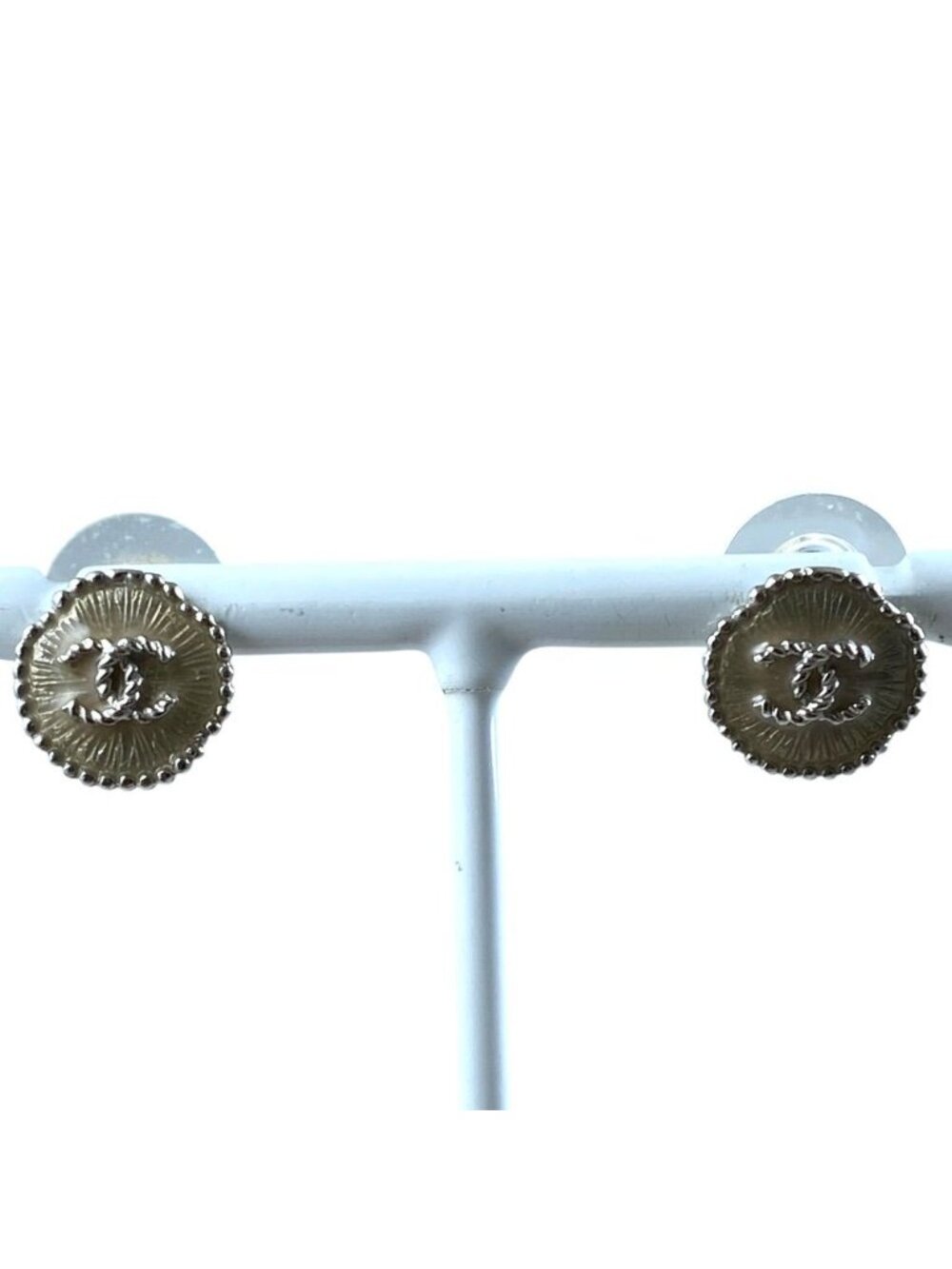 Chanel Earrings CC Logo Silver
